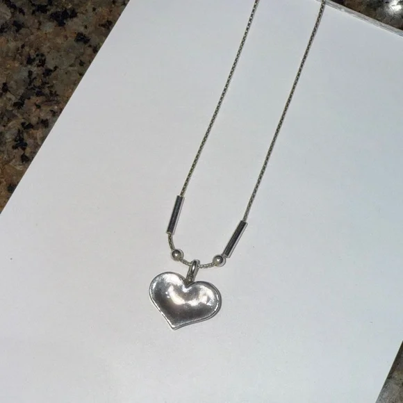 SILPADA Hammered Heart Sterling Silver Necklace N0514 - Picture 2 of 4